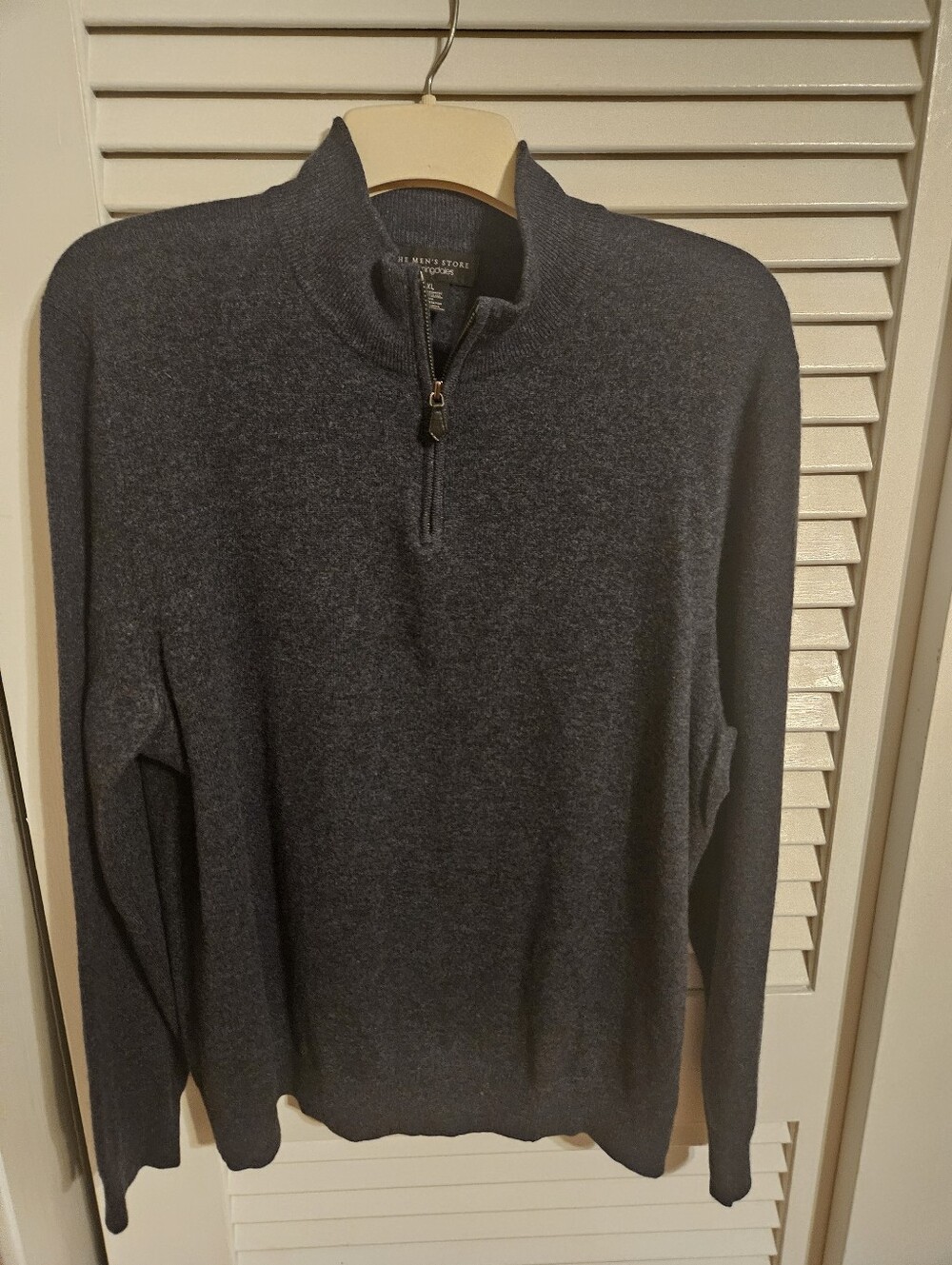 Bloomingdale's 100% Cashmere Men's Zip-Neck Sweater Blue/gray Xl